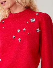Erika Gemstone Embellished Jumper, Red (RED), large