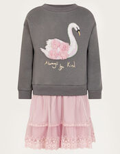 2-in-1 Swan Jumper Dress, Grey (GREY), large