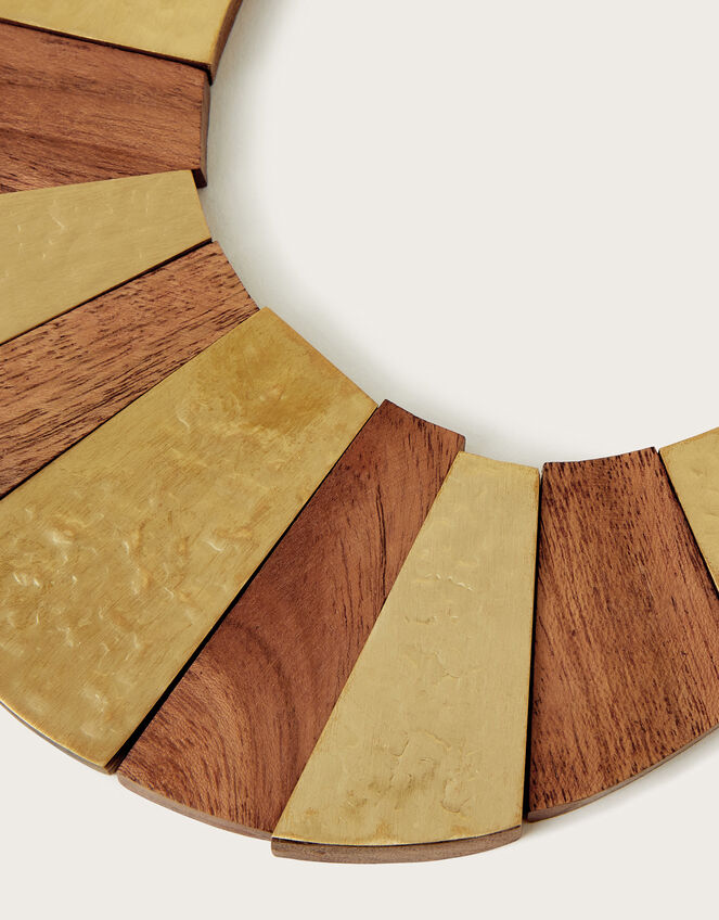 Statement Wooden Collar Necklace, , large
