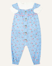Baby Floral Romper Set, Blue (BLUE), large