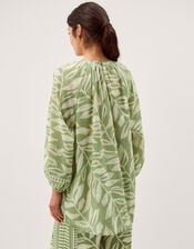 Lillie Leaf Print Blouse, Green (GREEN), large