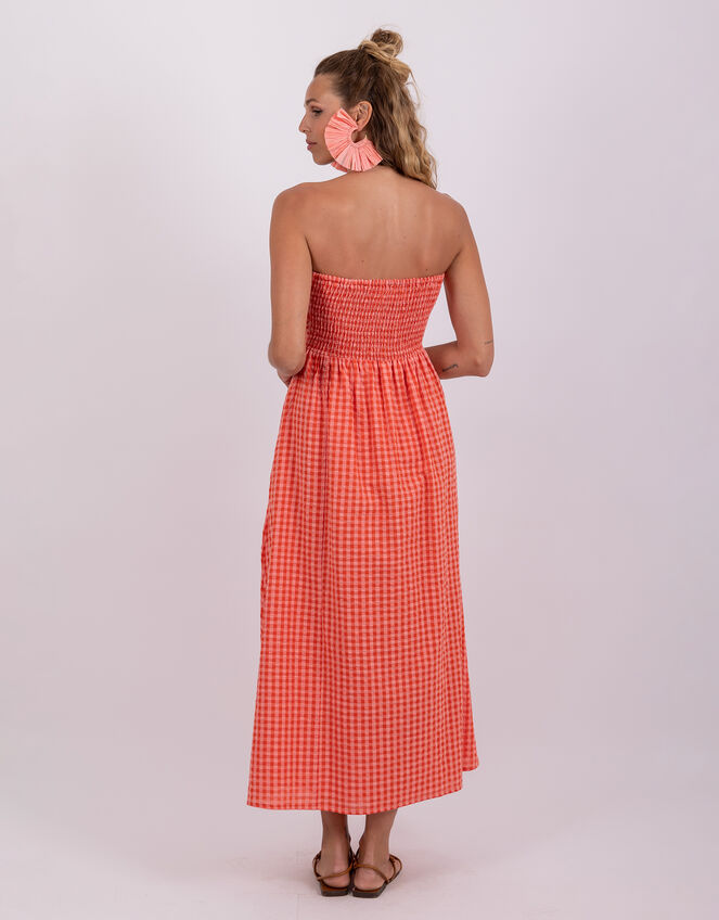 Sundress Amelie Gingham Midi Dress, Orange (CORAL), large