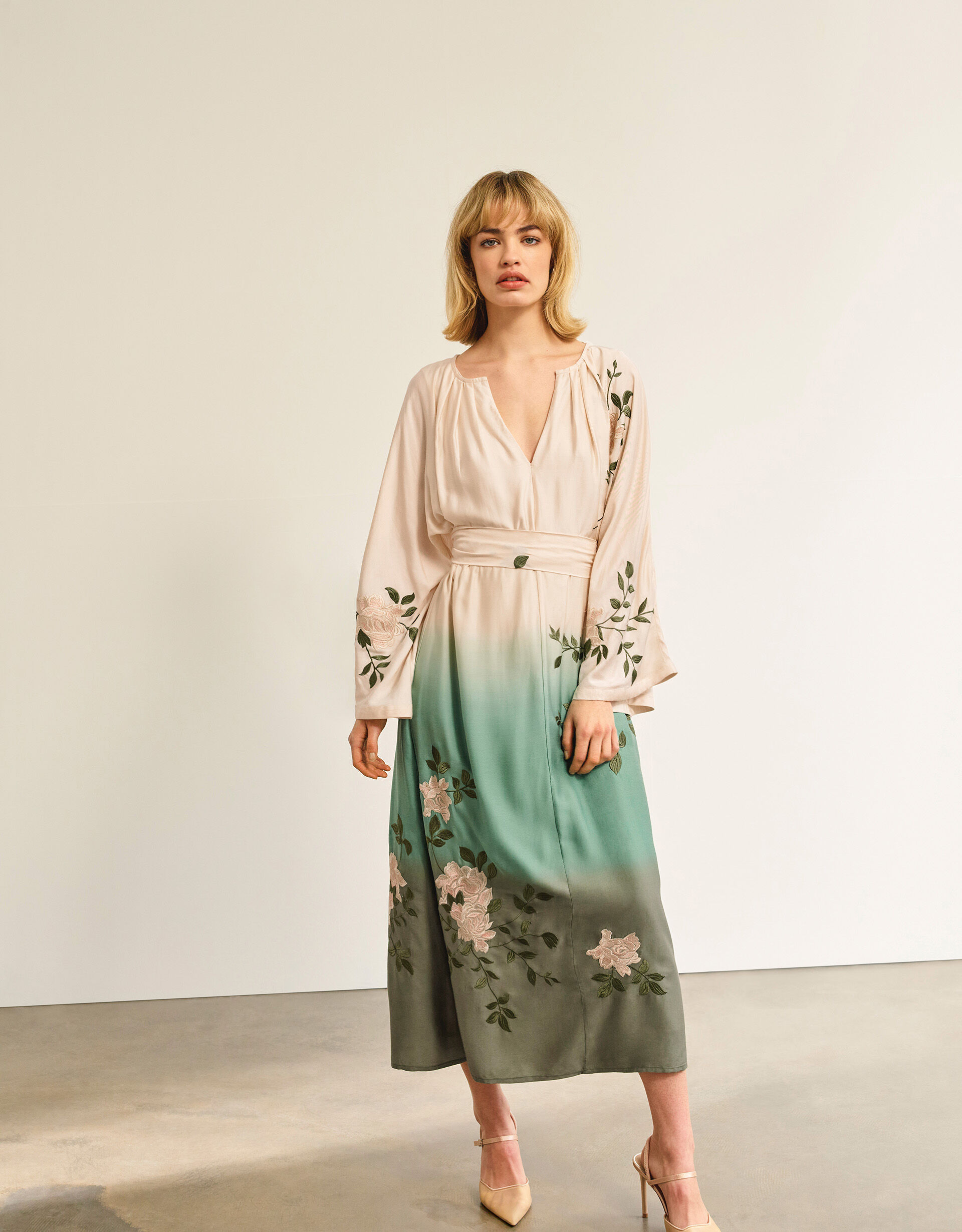 Florence Ombre Floral Dress Green