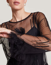 Carmen Corsage Top, Black (BLACK), large