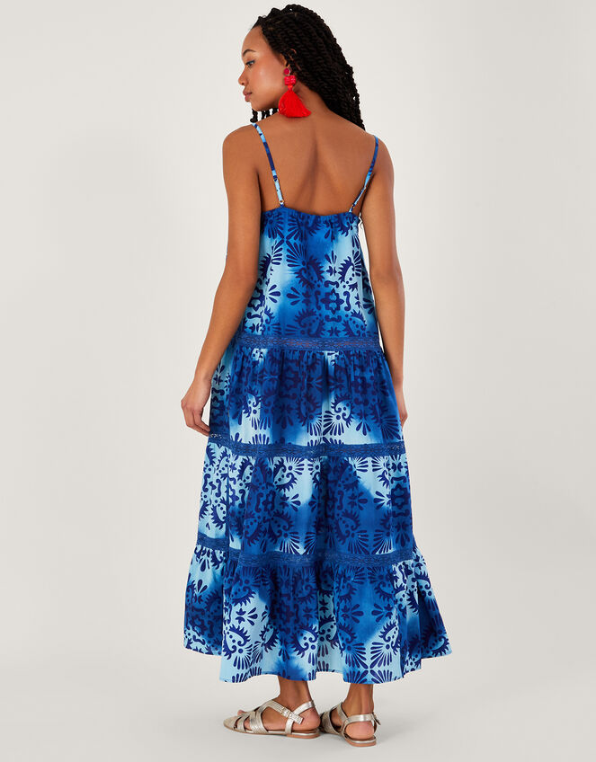 Tile Batik Print Cami Midi Dress, Blue (BLUE), large