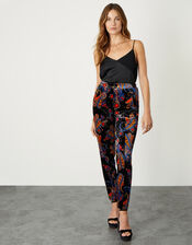 Rowan Paisley Stretch Velvet Trousers, Black (BLACK), large