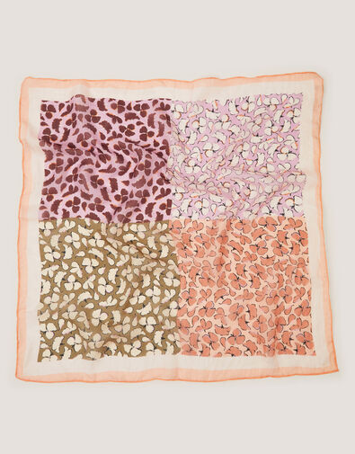 Milo Floral Square Silk Scarf, , large