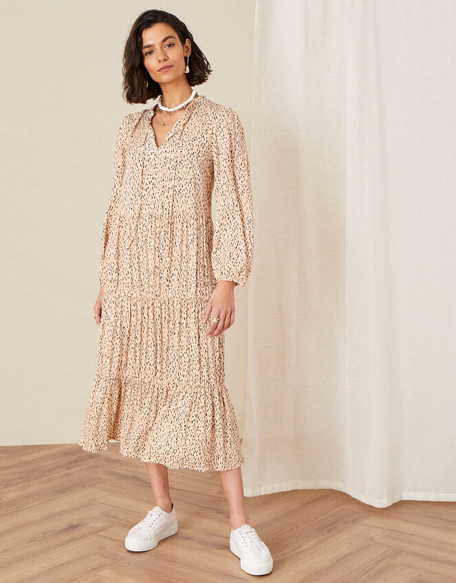 Printed Tiered Maxi Dress, Natural (NATURAL), large