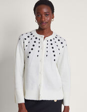 Elle Embroidered Cardigan, Ivory (IVORY), large