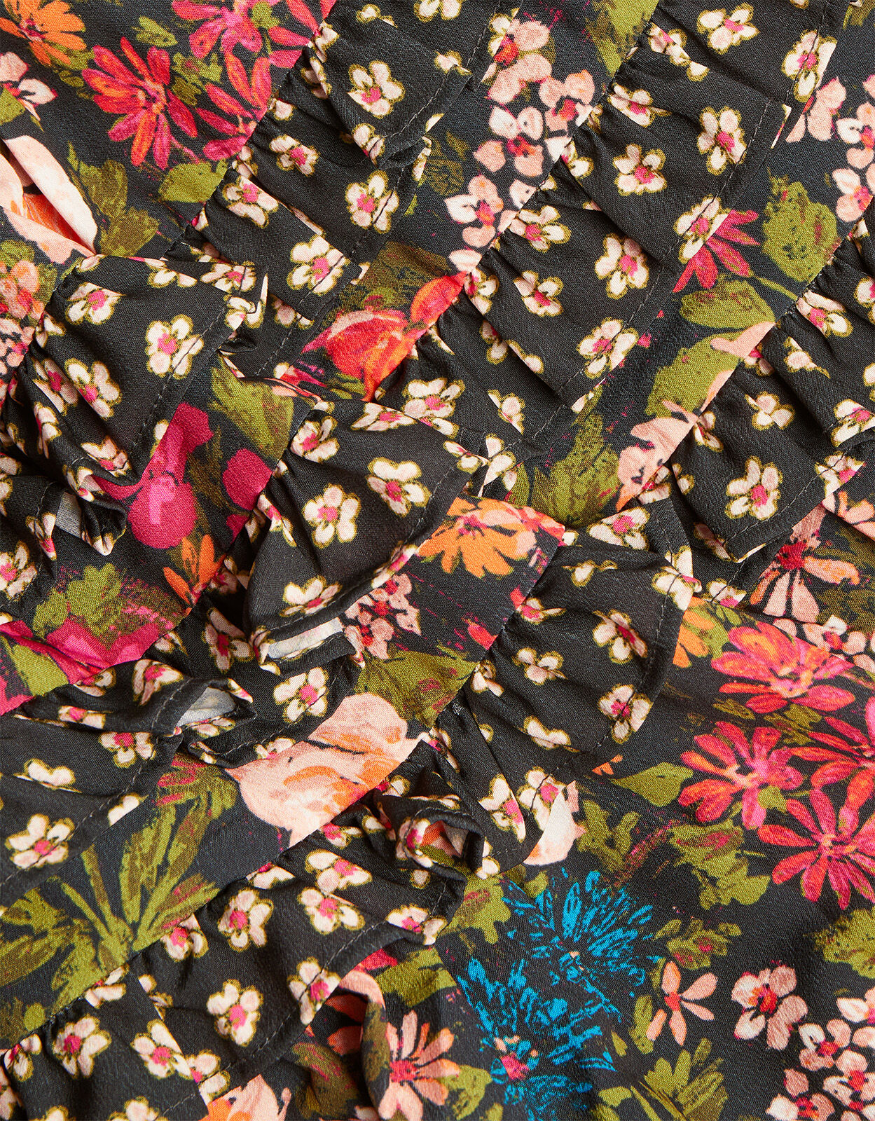 Black floral frill dress top