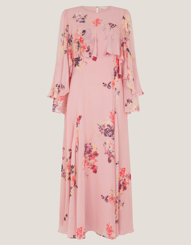 Amber Floral Cape Maxi Dress Pink
