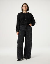 Fabienne Chapot Metallic Fluffy Cardigan, Black (BLACK), large