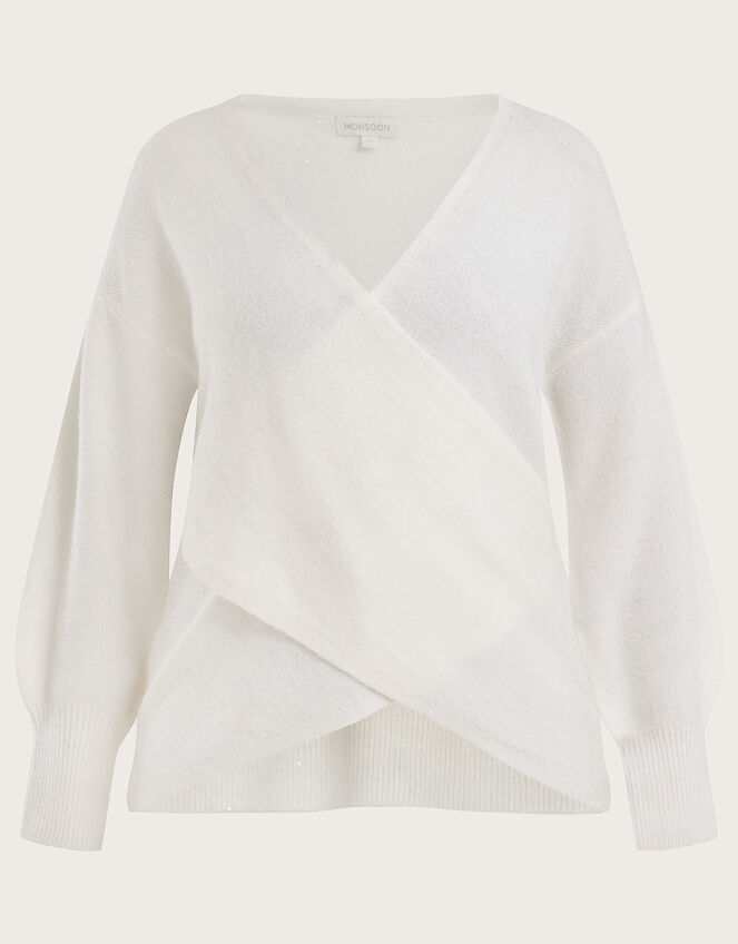 Sequin Ballet Wrap Jumper, Ivory (IVORY), large