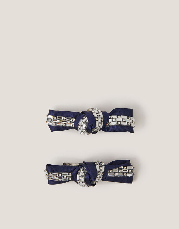 2-Pack Embellished Bow Hair Clips, , large