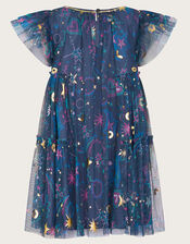 Celestial Print Dress, Blue (BLUE), large