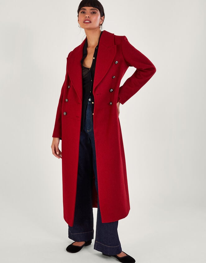 Daria Double-Breasted Coat Red | Women's Coats | Monsoon UK.