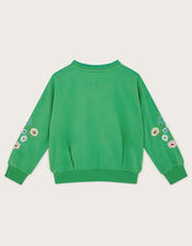 Floral Embroidered Sweatshirt, Green (GREEN), large
