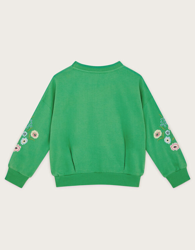 Floral Embroidered Sweatshirt, Green (GREEN), large