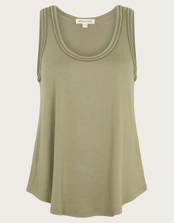 Jess Jersey Cami Top, Green (KHAKI), large