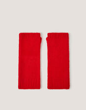 Yvie Knitted Wrist Warmers, Red (RED), large