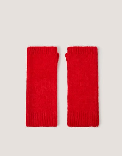 Yvie Knitted Wrist Warmers, Red (RED), large