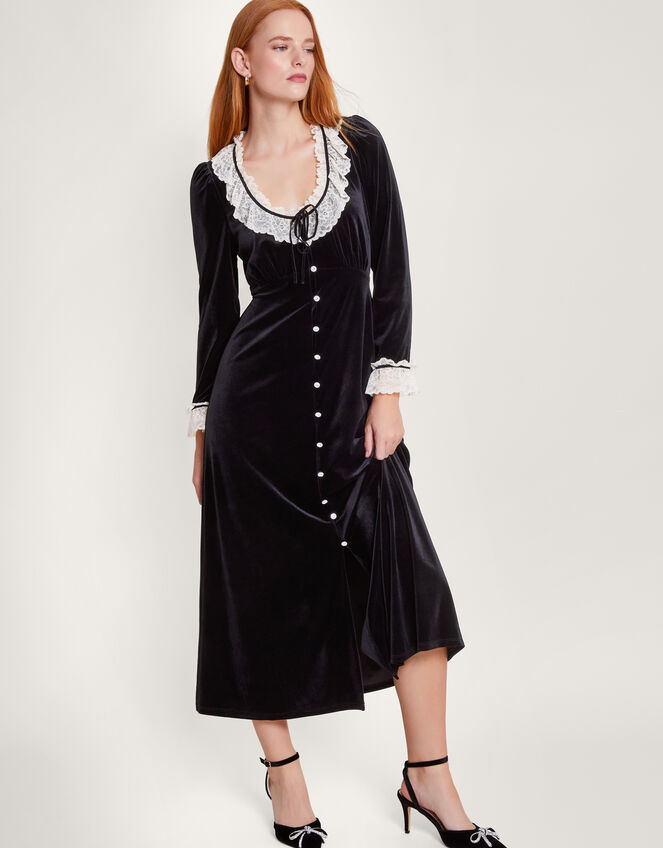 Vali Velvet Tea Dress Black | Evening Dresses | Monsoon UK.