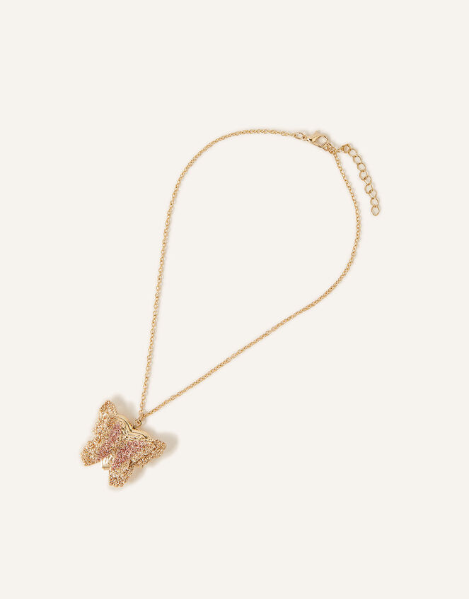 Ombre Butterfly Locket Necklace, , large