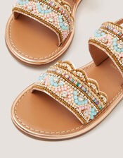 Double Strap Beaded Sandals, Multi (MULTI), large