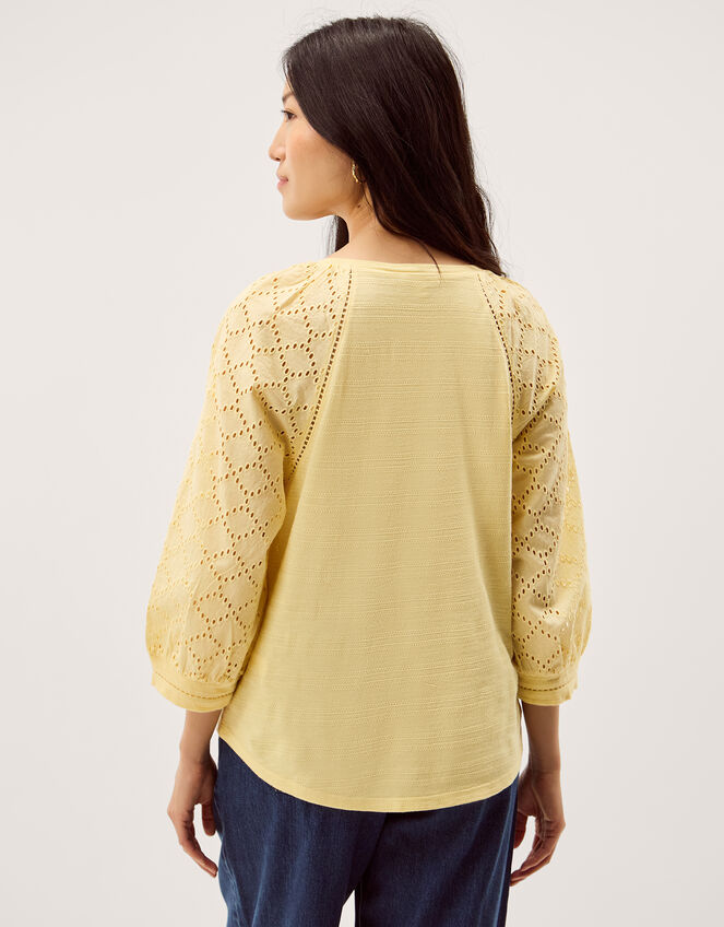 Fifi Broderie Sleeve Top Yellow