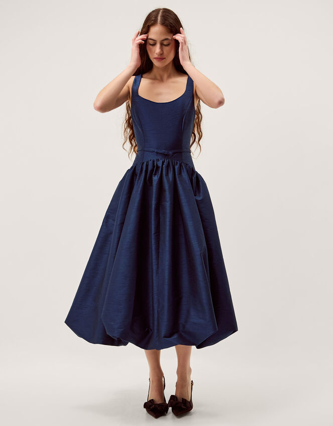 Mila Fit and Flare Midi Dress Blue
