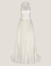 Margo Drop Waist Wedding Dress & Scarf, Ivory (IVORY), large