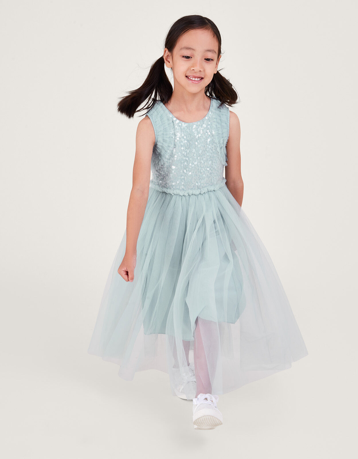 Carisa ruffle dress sale in pastel blue