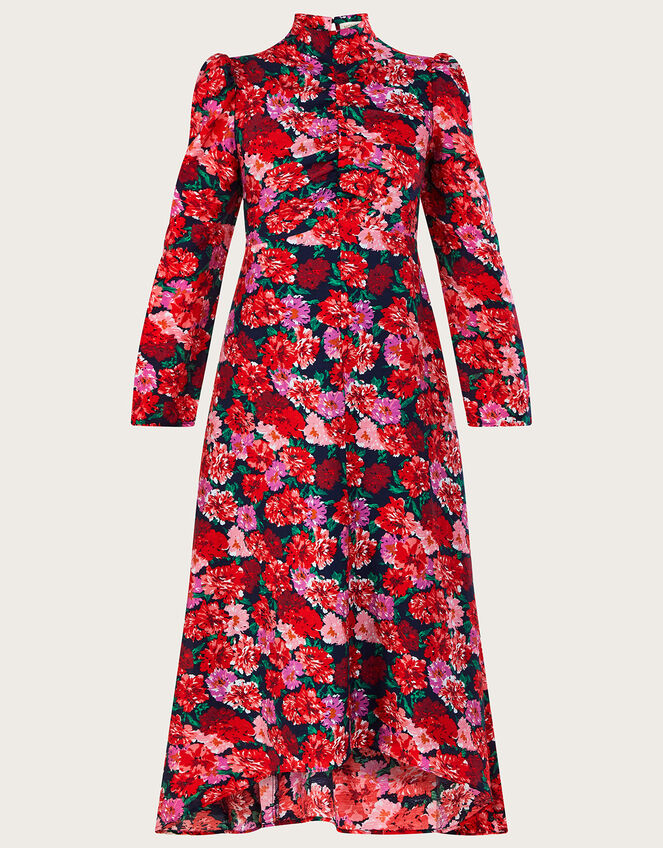 Regina Ruched High Low Dress, Red (RED), large