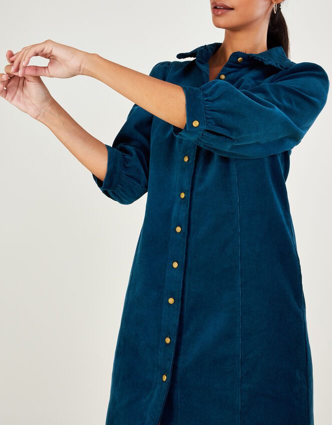 Eliza Plain Cord Dress, Blue (PETROL), large