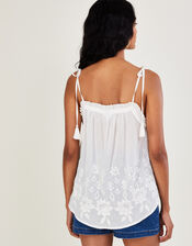 Embroidered Cami Top in Sustainable Cotton, White (WHITE), large