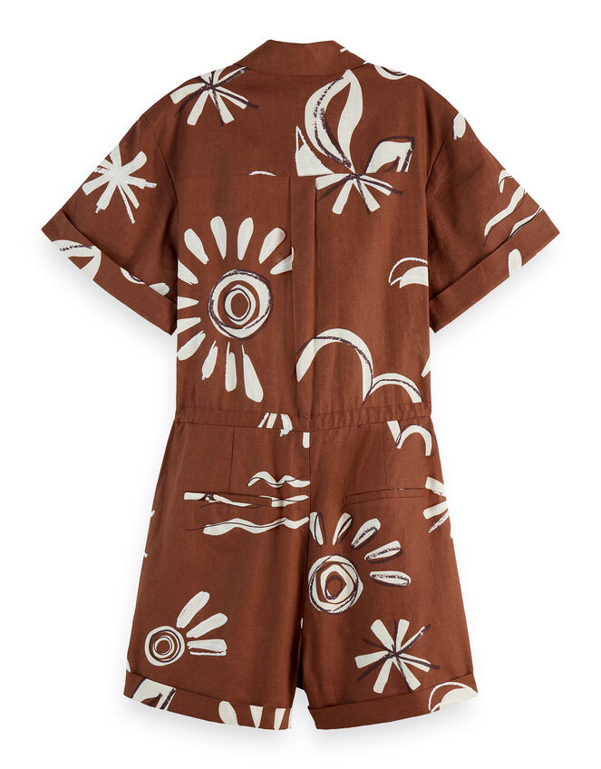 Scotch & Soda Sun Print Playsuit, Brown (BROWN), large