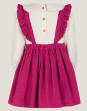 Baby Top & Corduroy Pinafore Dress Set, Red (BURGUNDY), large