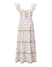 India & Mills Pandora Floral Tiered Maxi Dress, White (WHITE), large