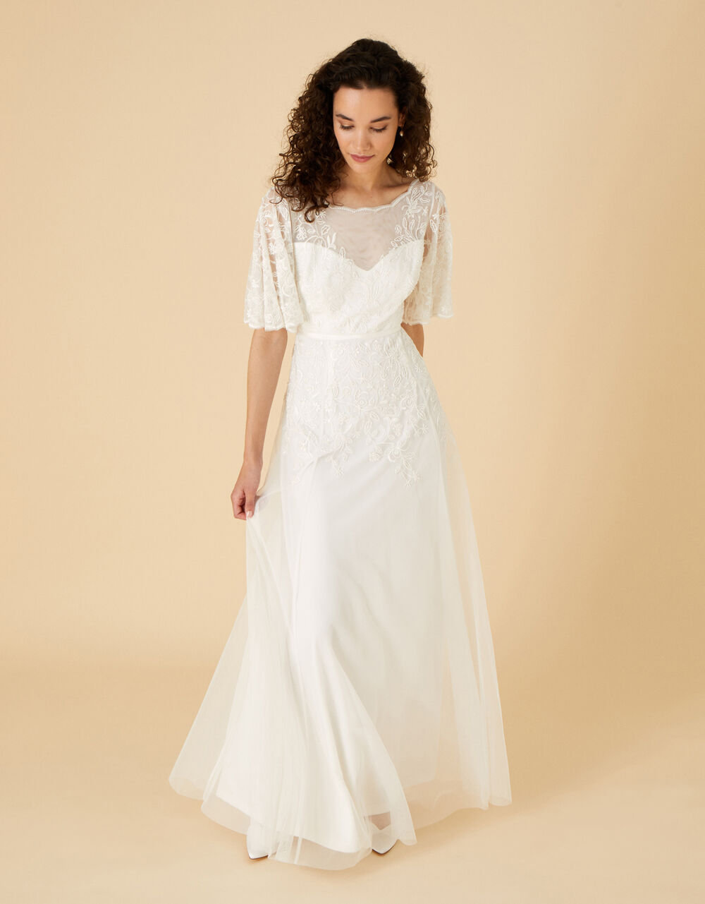 Wedding The Bride | Michelle Short Sleeve Bridal Maxi Dress Ivory - OZ33924