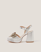 Arla Jewel Bow Platform Heels, Silver (SILVER), large