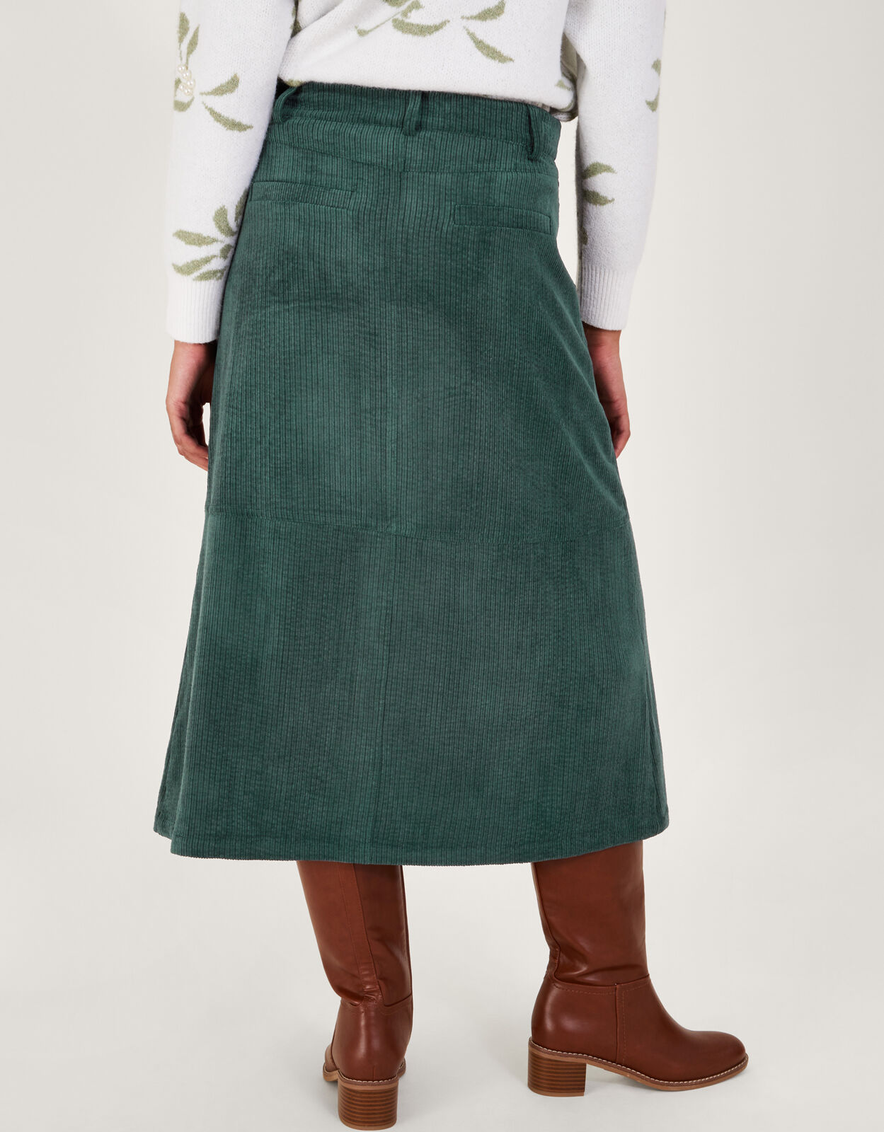 Green cord midi skirt discount