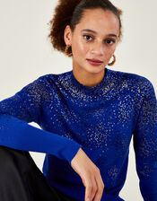 Foil Spot Scatter Jumper with Sustainable Viscose, Blue (COBALT), large