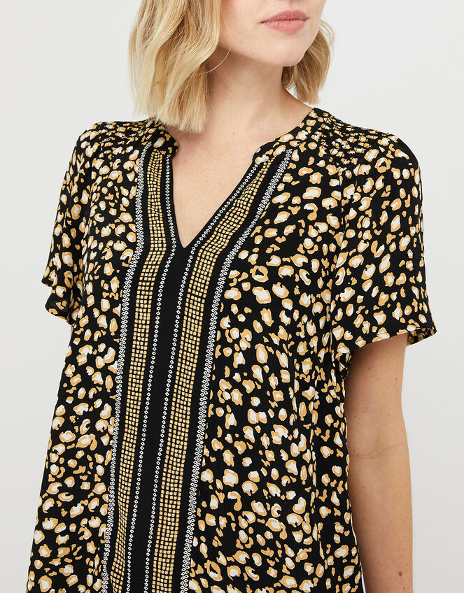 Camillia Printed Blouse in Sustainable Viscose, Black (BLACK), large