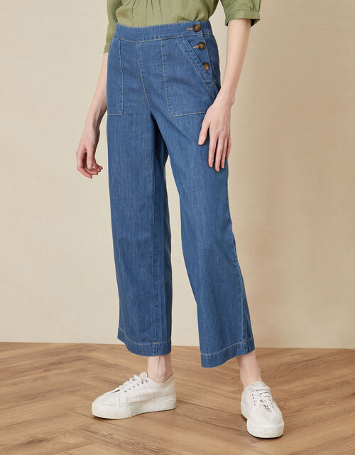Harper Denim Pull-On Trousers, Blue (DENIM BLUE), large