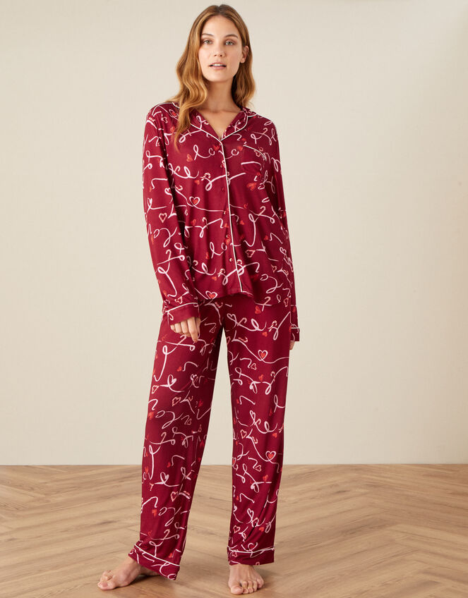 Love Print Jersey Pyjama Set, Red (RED), large