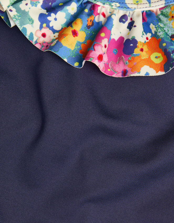 Floral Frill Swimsuit, Blue (NAVY), large