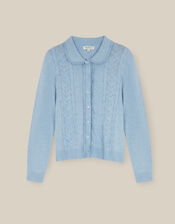 Carey Cable Knit Cardigan, Blue (PALE BLUE), large