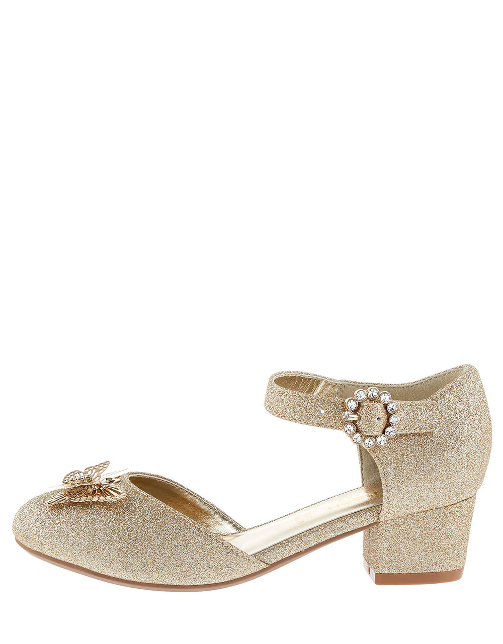 rose gold heels with butterfly