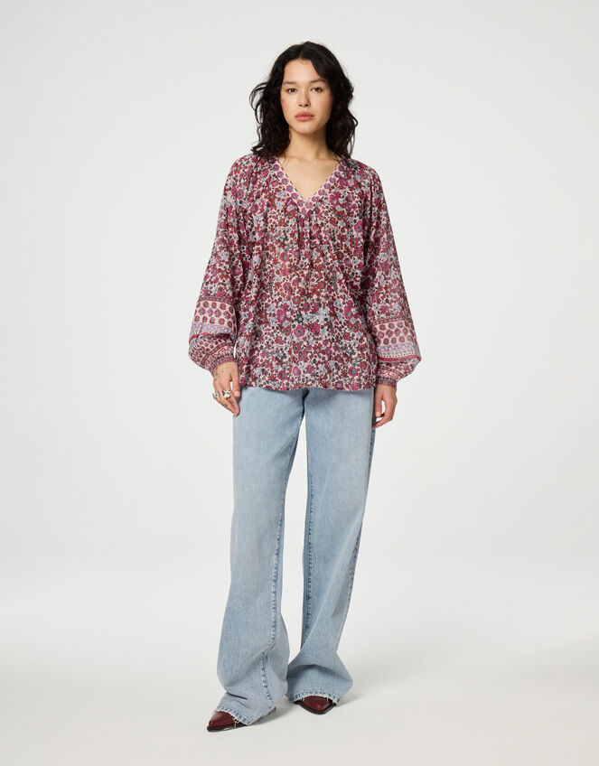 Fabienne Chapot Floral Print Blouse, Pink (PINK), large