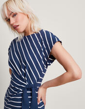 Sanya Stripe Tie Dress, Blue (NAVY), large